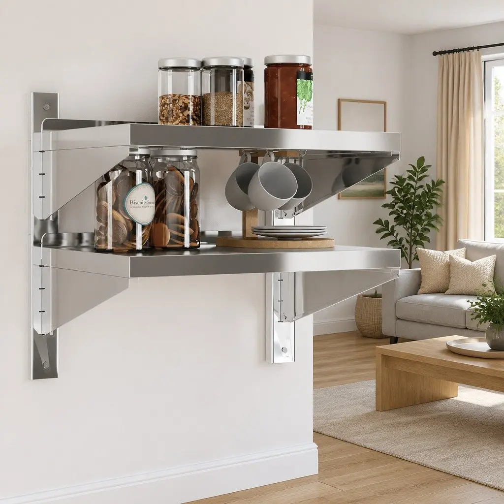 Stainless Steel 2-Tier Floating Shelf for Storage
