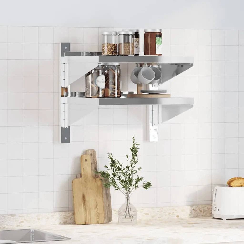 Stainless Steel 2-Tier Floating Shelf for Storage
