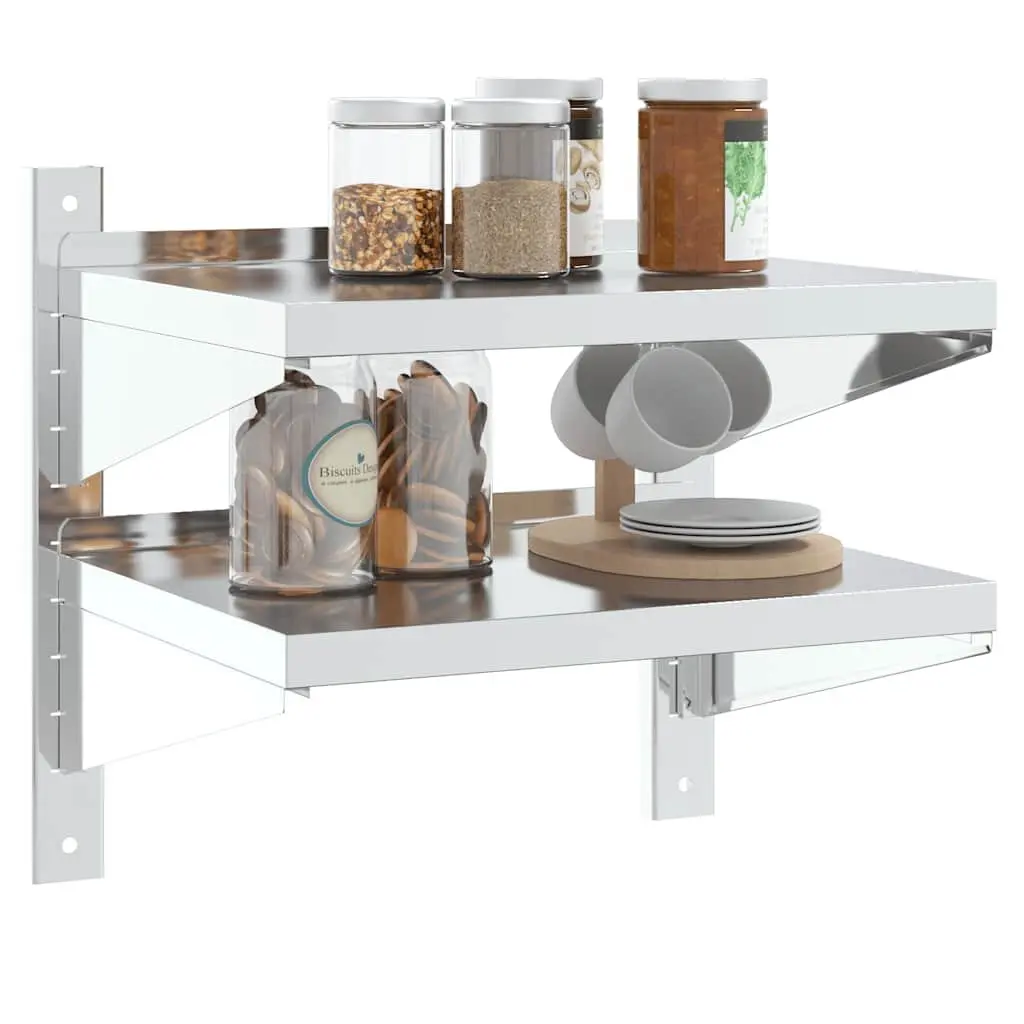 Stainless Steel 2-Tier Floating Shelf for Storage