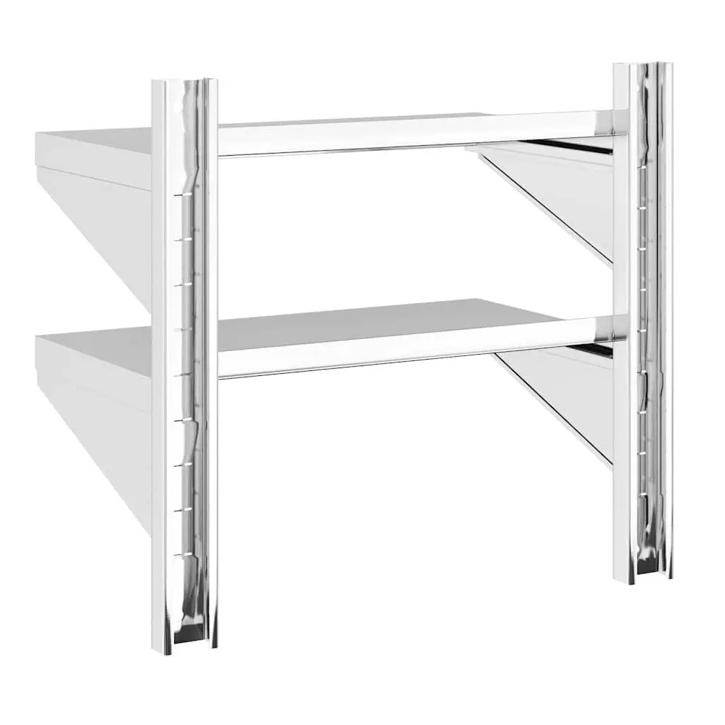 2-Tier Stainless Steel Wall Shelf in Silver