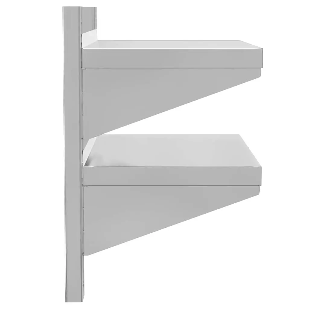 2-Tier Stainless Steel Wall Shelf in Silver