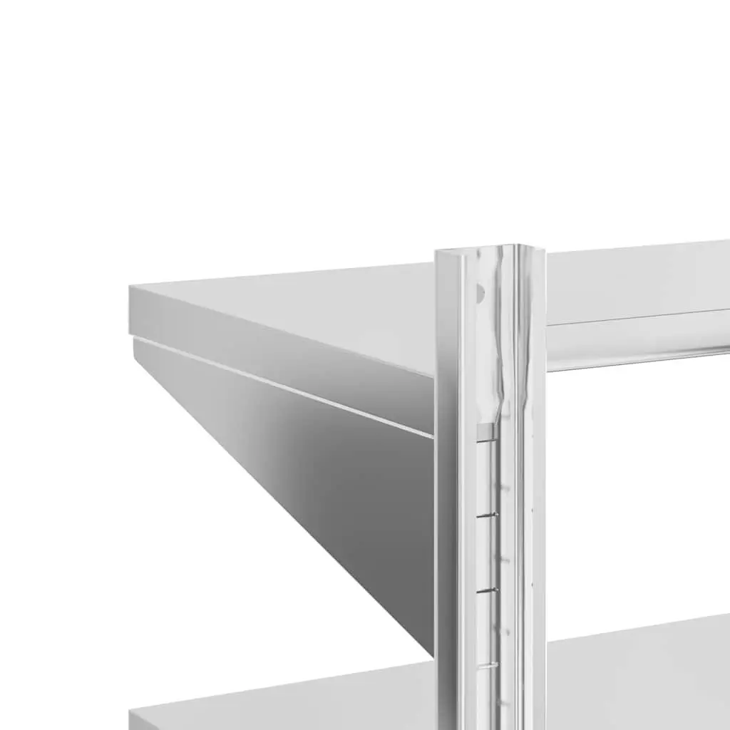 2-Tier Stainless Steel Wall Shelf in Silver