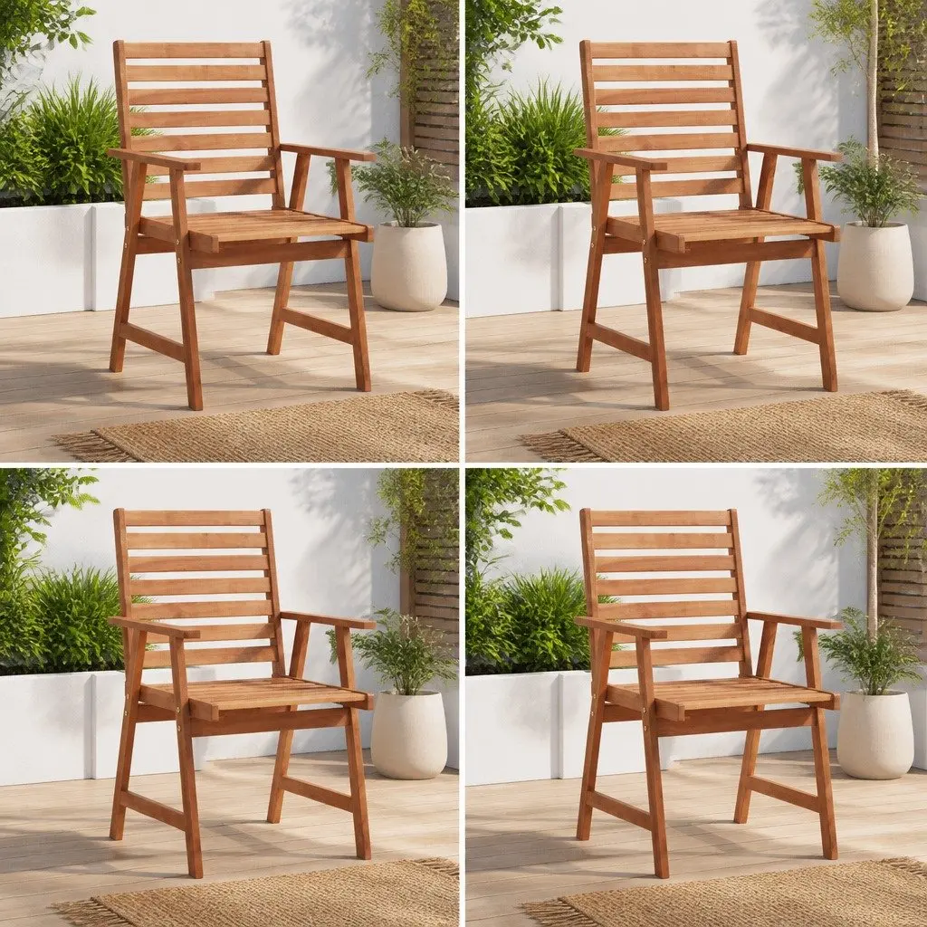Outdoor Dining Chairs 4 Piece Set Garden Patio Seating Solid Wood Furniture