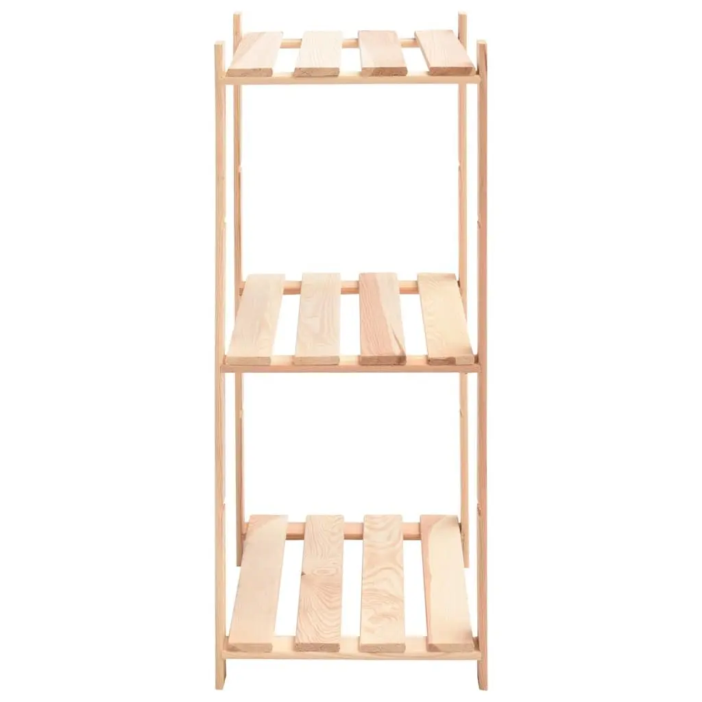 3-Tier Solid Pine Wood Storage Rack Brown Shelving Unit Bookcase Standing Shelf