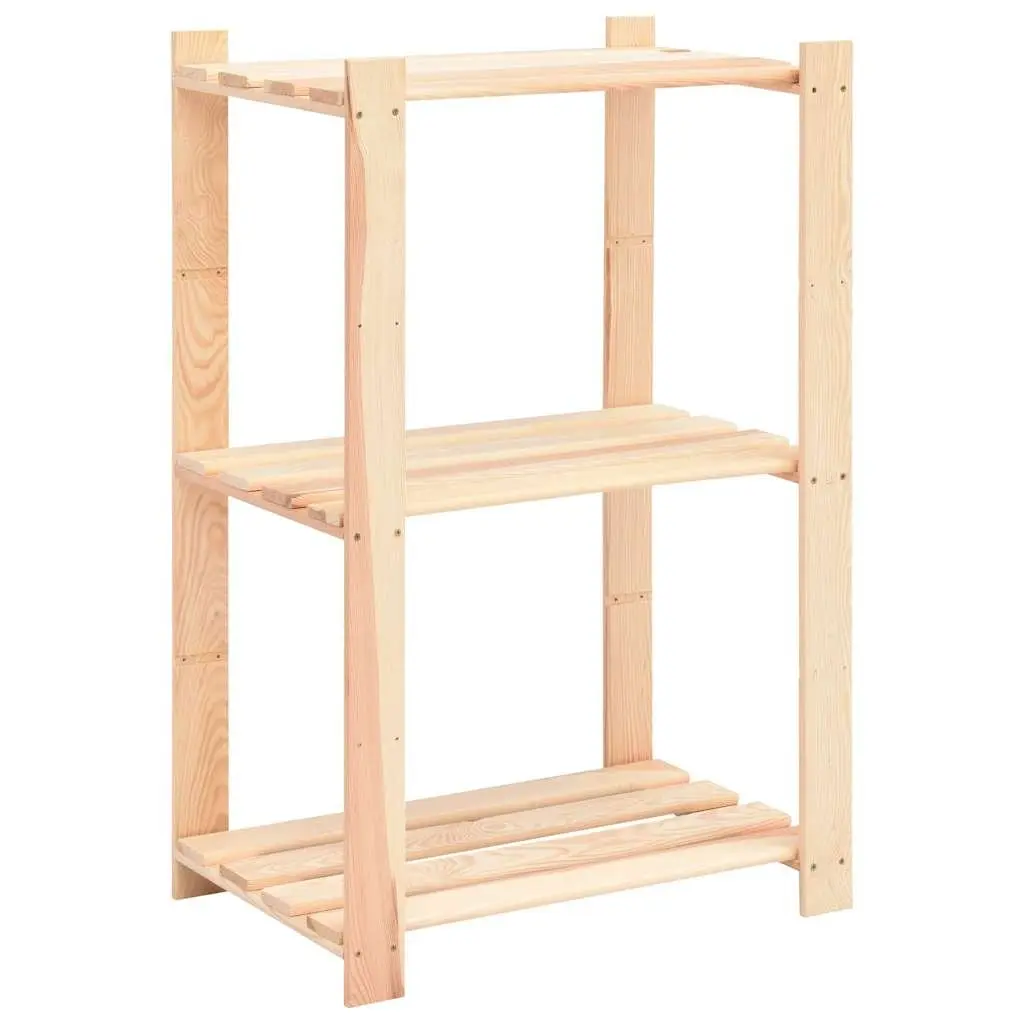 3-Tier Solid Wood Storage Rack 60x38x90cm Brown