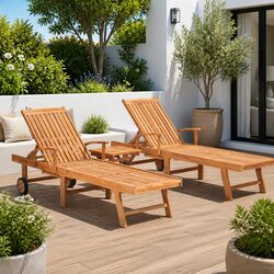 Premium Teak Wood Sun Lounger Set with Table