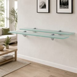 Modern Floating Wall Shelves, 2-Piece Glass Set