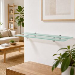 Modern Transparent Floating Glass Wall Shelf 70x20 cm
