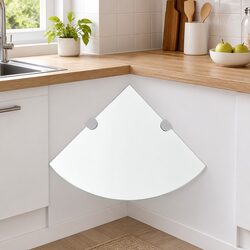 Floating Storage Corner Wall Shelf 35x35cm Glass Chrome