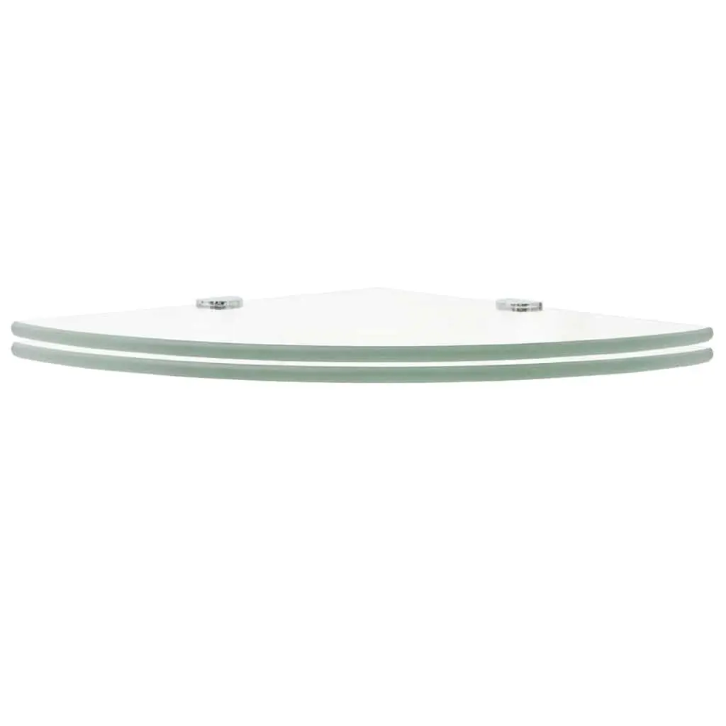 Floating Storage Corner Wall Shelf 35x35cm Glass Chrome