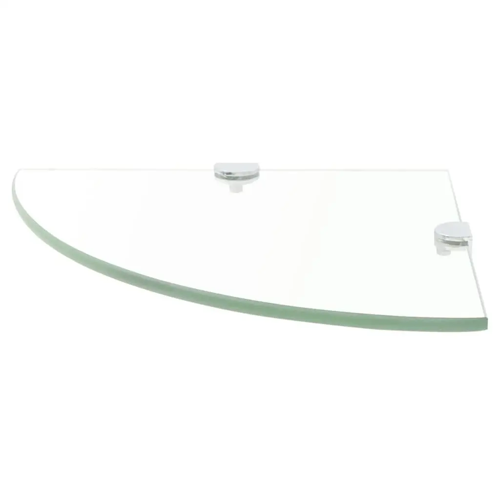 Floating Storage Corner Wall Shelf 35x35cm Glass Chrome