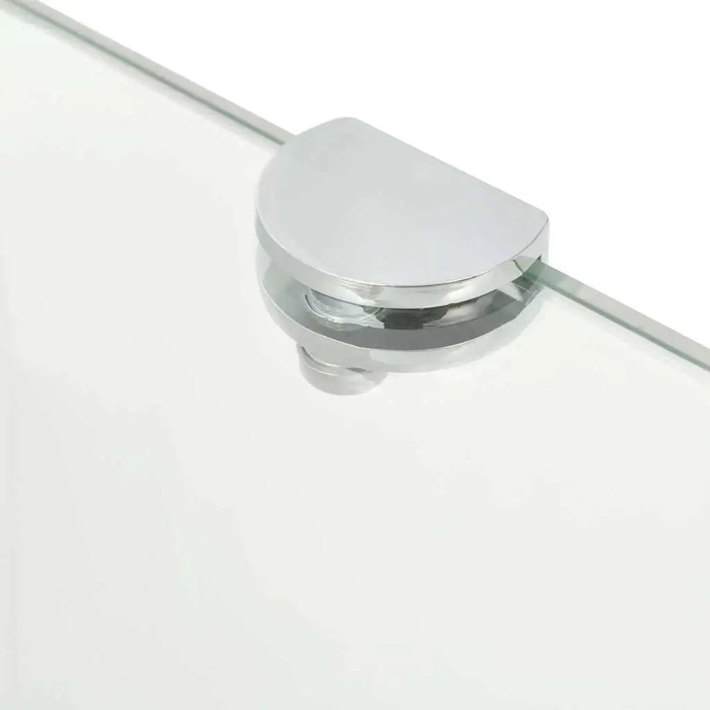 Floating Storage Corner Wall Shelf 35x35cm Glass Chrome