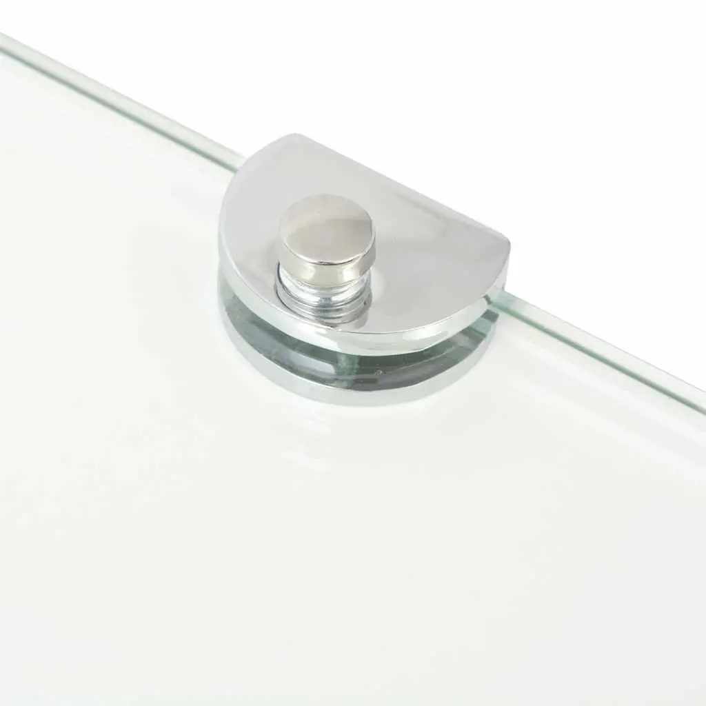 Floating Storage Corner Wall Shelf 35x35cm Glass Chrome