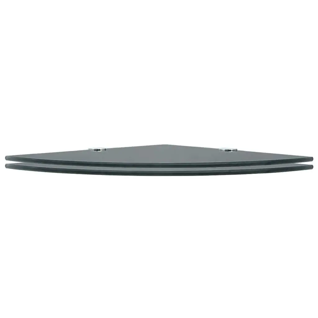 Corner Shelves Glass 25x25 cm Black Floating 2 pcs Chrome Supports