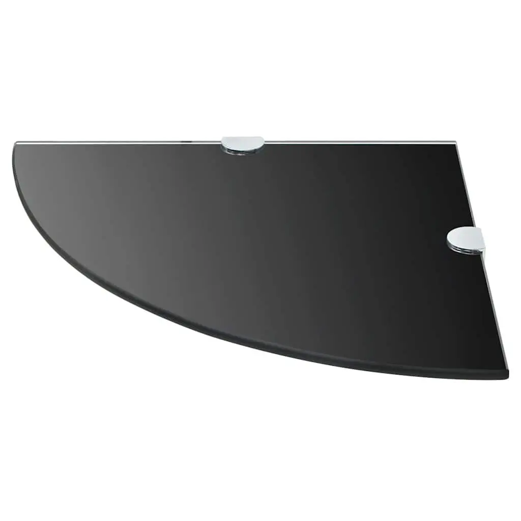 Corner Shelves Glass 25x25 cm Black Floating 2 pcs Chrome Supports