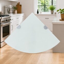White Glass Floating Corner Wall Shelf 25x25 cm
