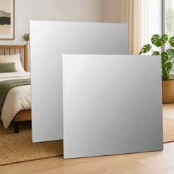 Stylish Square Wall Mirror Set of 2 - 40x40 cm Silver