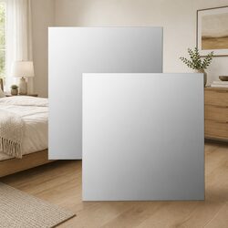 Square Wall Mirrors Set 50x50cm Glass Silver Decor