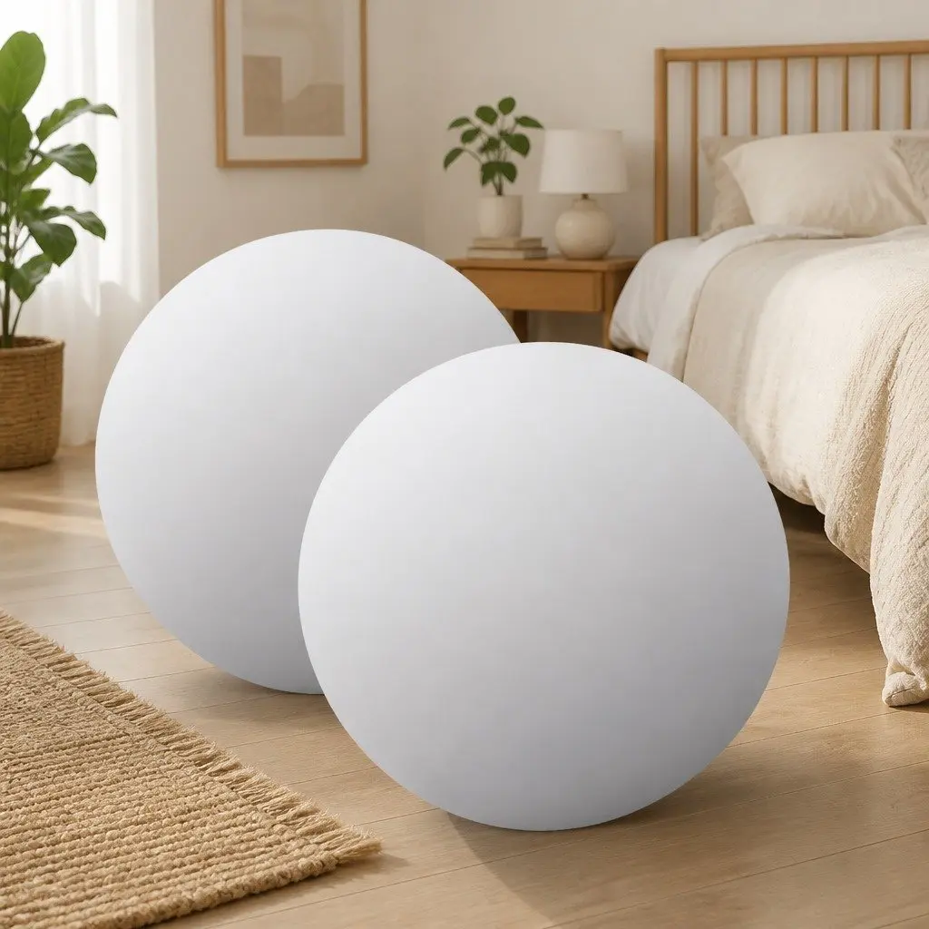 Round Wall Mirror Glass 70 cm Silver Set of 2