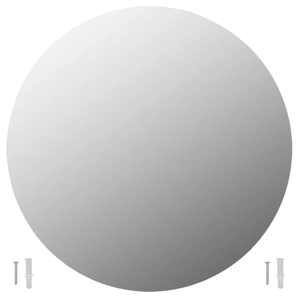 Round Wall Mirror Glass 70 cm Silver Set of 2