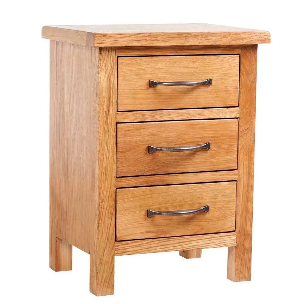 Solid Oak Wood Nightstands, 2 Pcs with 3 Drawers Each