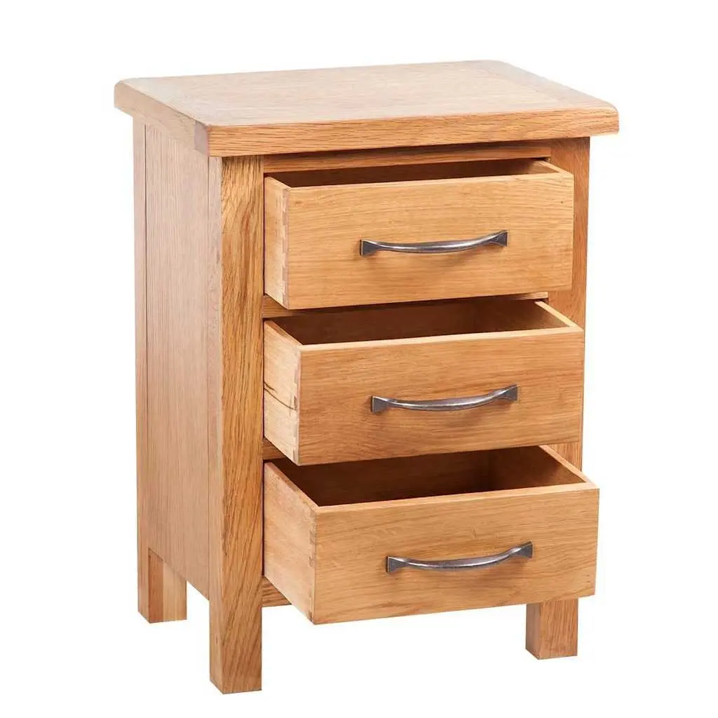 Solid Oak Wood Nightstands, 2 Pcs with 3 Drawers Each