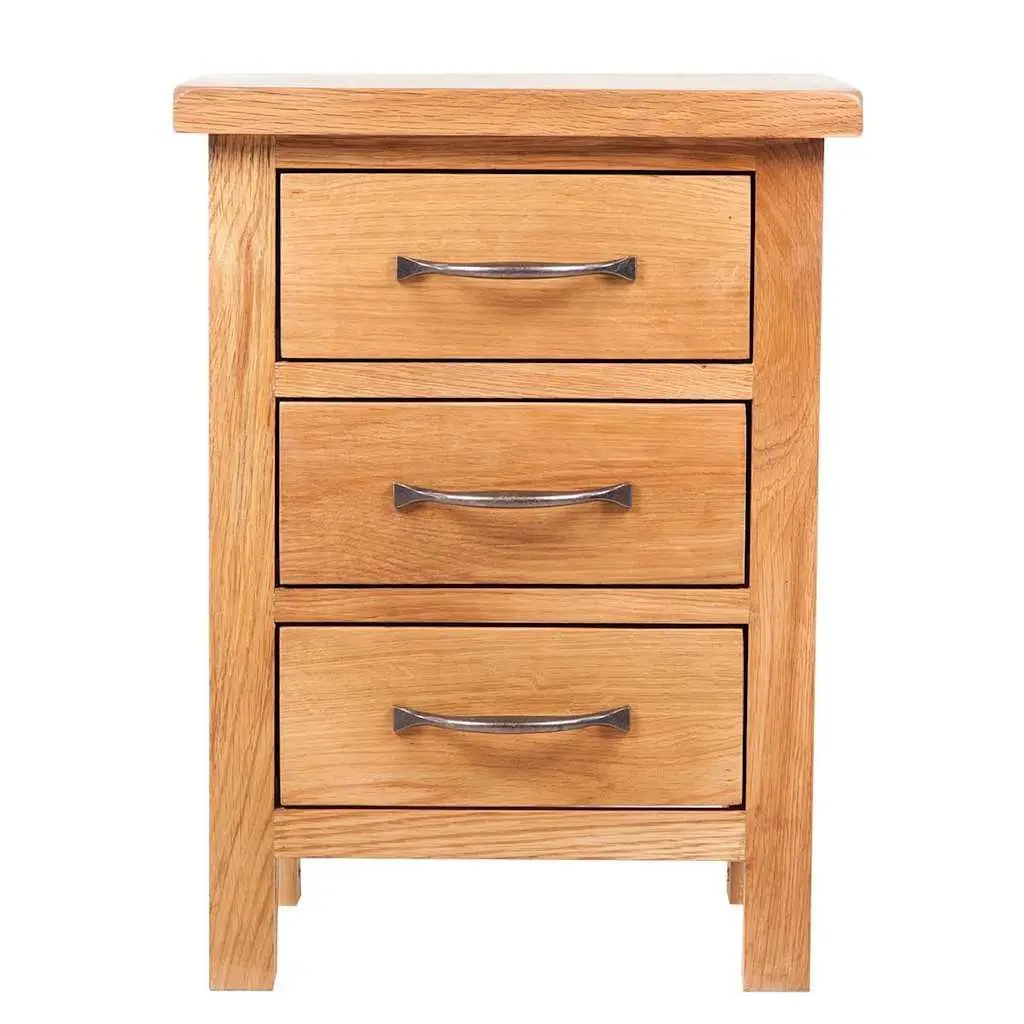 Solid Oak Wood Nightstands, 2 Pcs with 3 Drawers Each