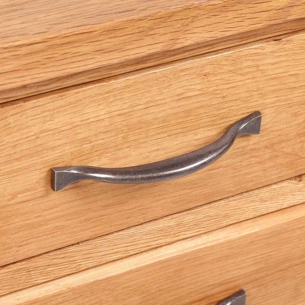 Solid Oak Wood Nightstands, 2 Pcs with 3 Drawers Each