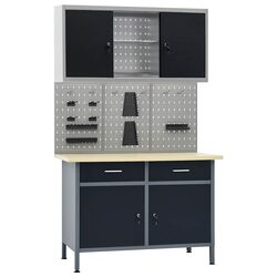 Durable Workbench Storage System with Cabinet & Panels