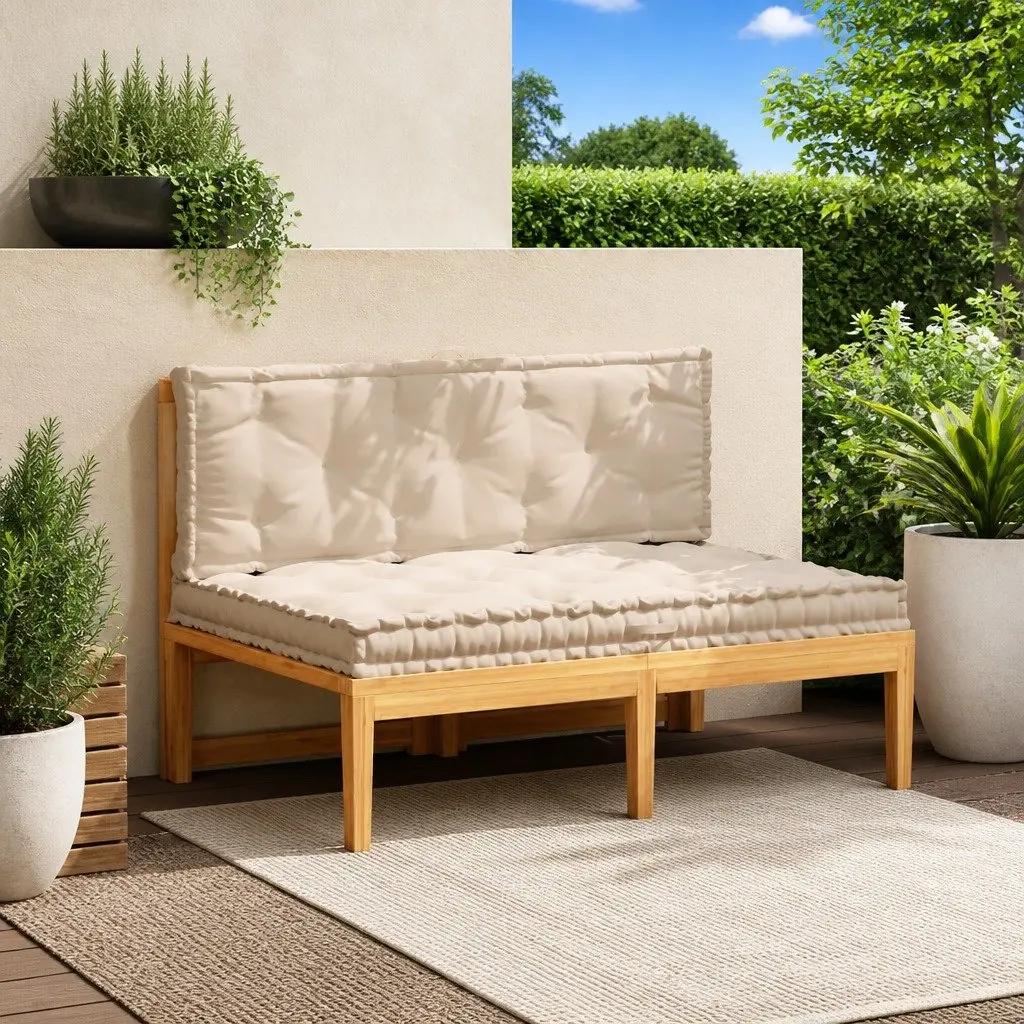 Beige Cotton Pallet Floor Cushions 2 Piece Set