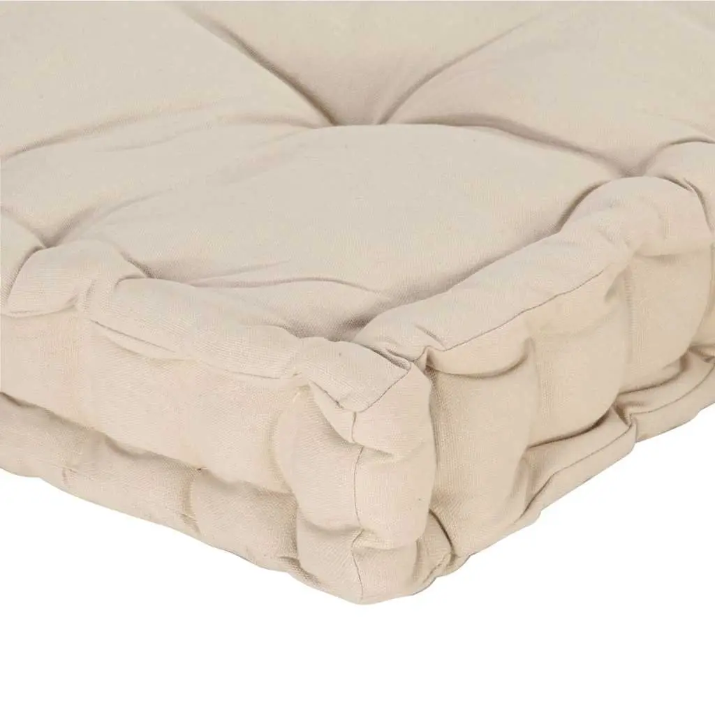 Beige Cotton Pallet Floor Cushions 2 Piece Set