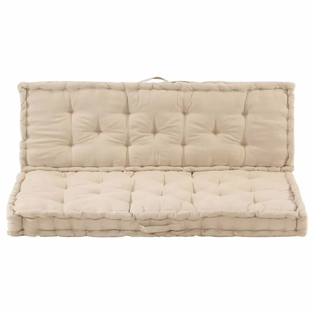 Beige Cotton Pallet Floor Cushions 2 Piece Set