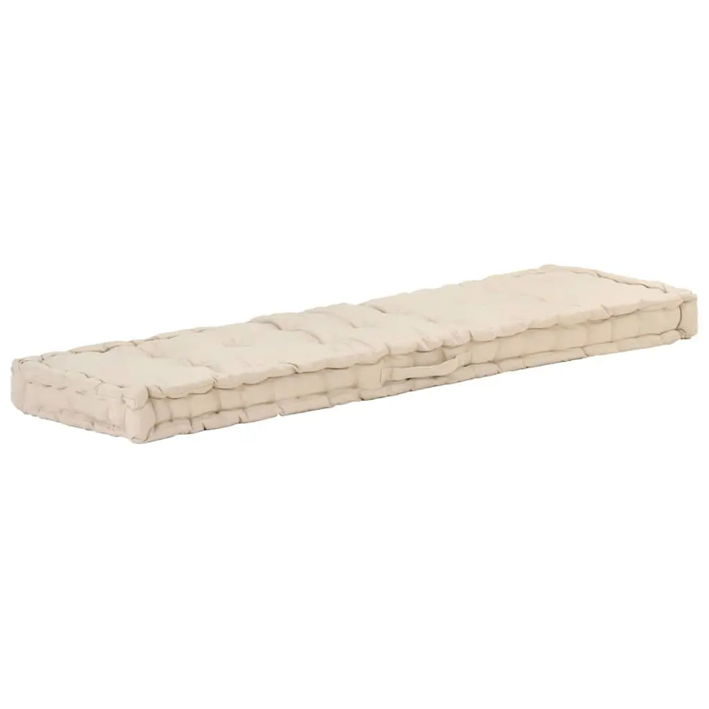 Beige Cotton Pallet Floor Cushions 2 Piece Set