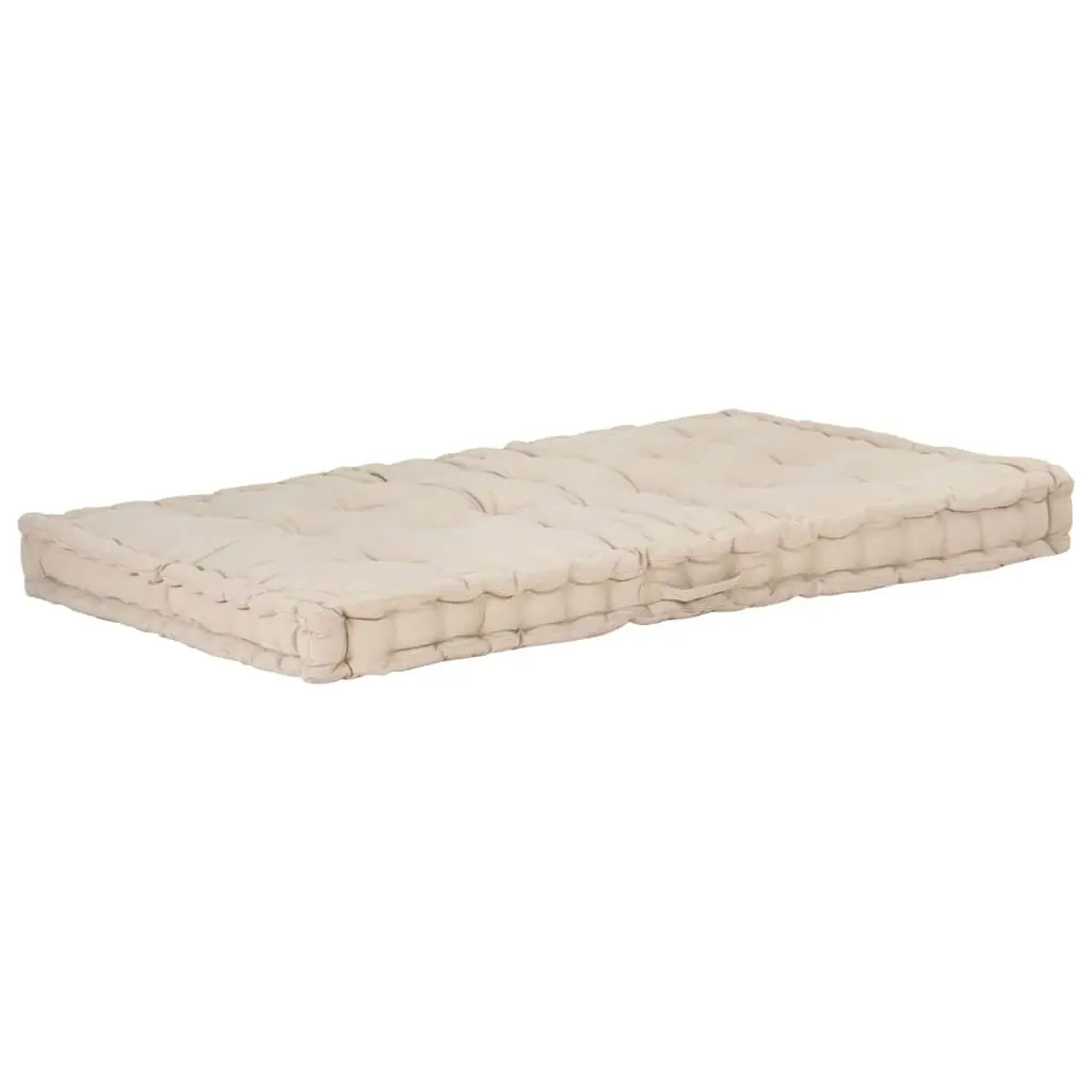 Beige Cotton Pallet Floor Cushions 2 Piece Set