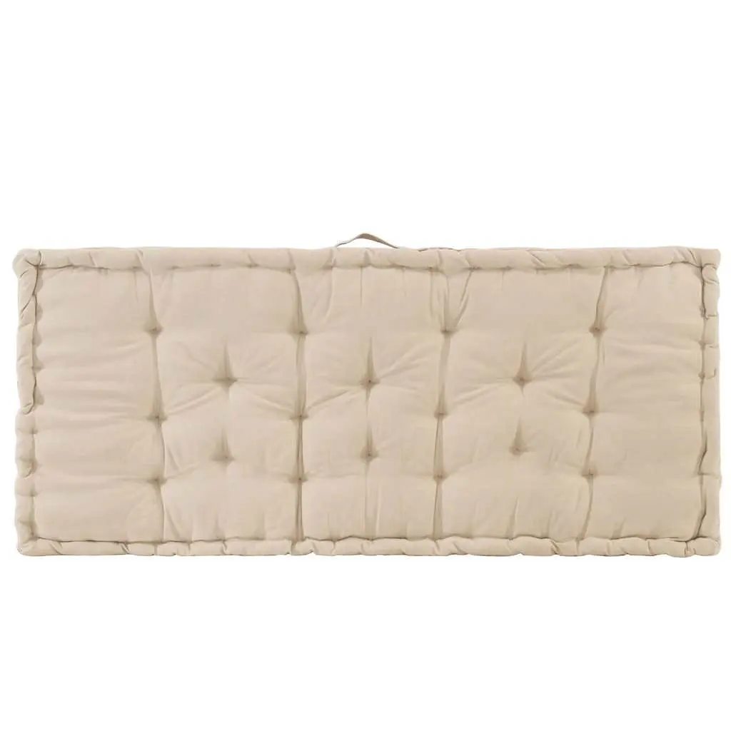 Beige Cotton Pallet Floor Cushions 2 Piece Set