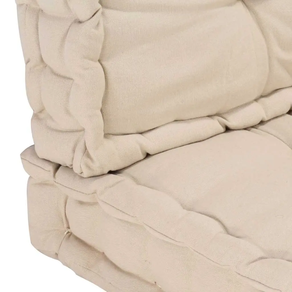 Beige Cotton Pallet Floor Cushions 2 Piece Set