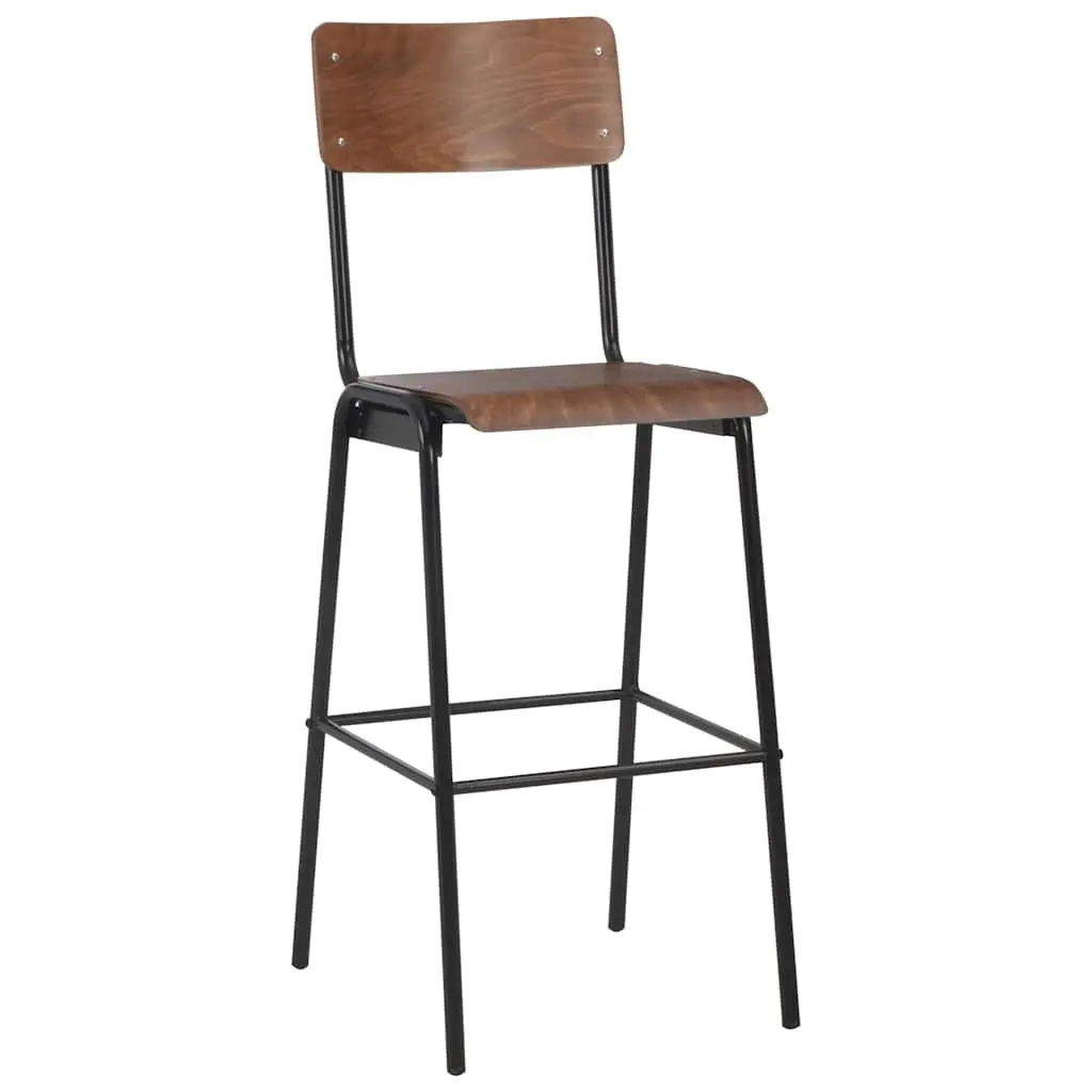 4 Piece Black Bar Chair Set Kitchen Dining Stool Stackable Plywood Steel Legs