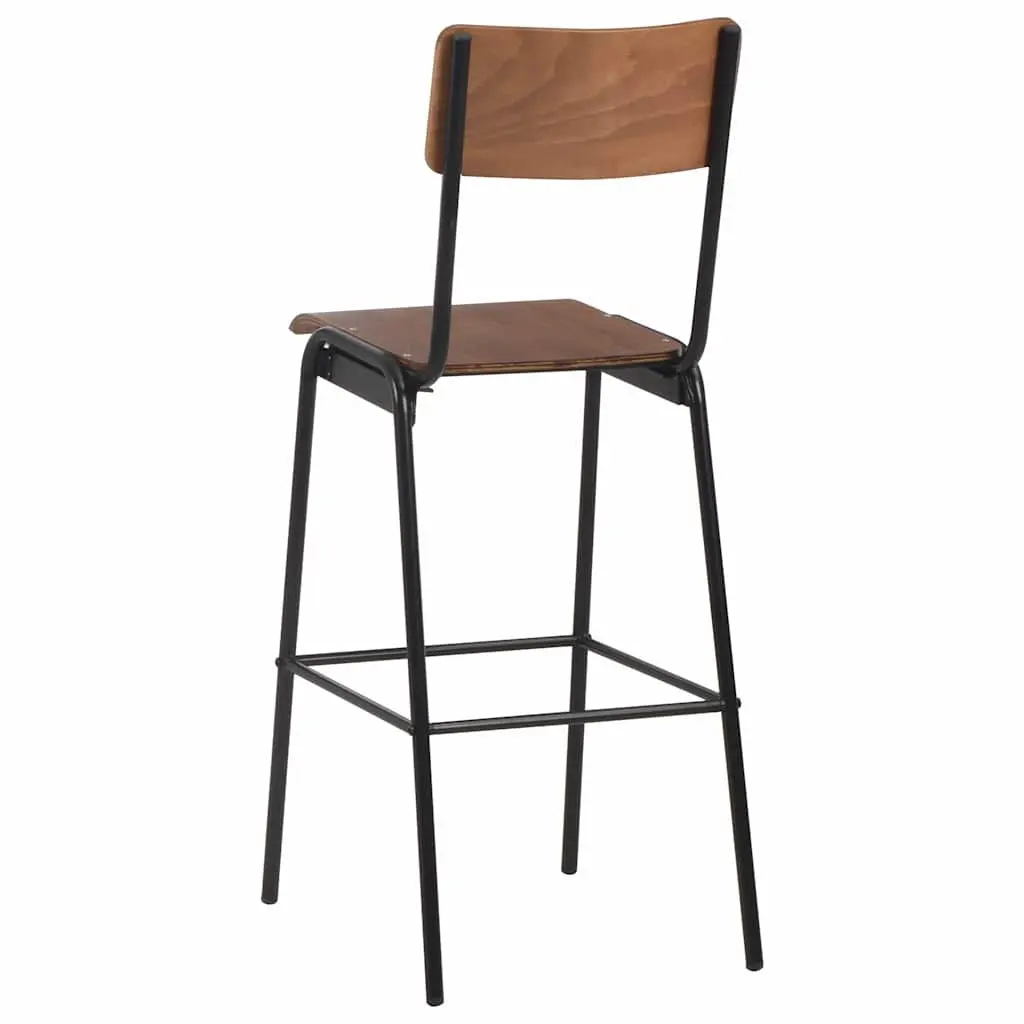 4 Piece Black Bar Chair Set Kitchen Dining Stool Stackable Plywood Steel Legs
