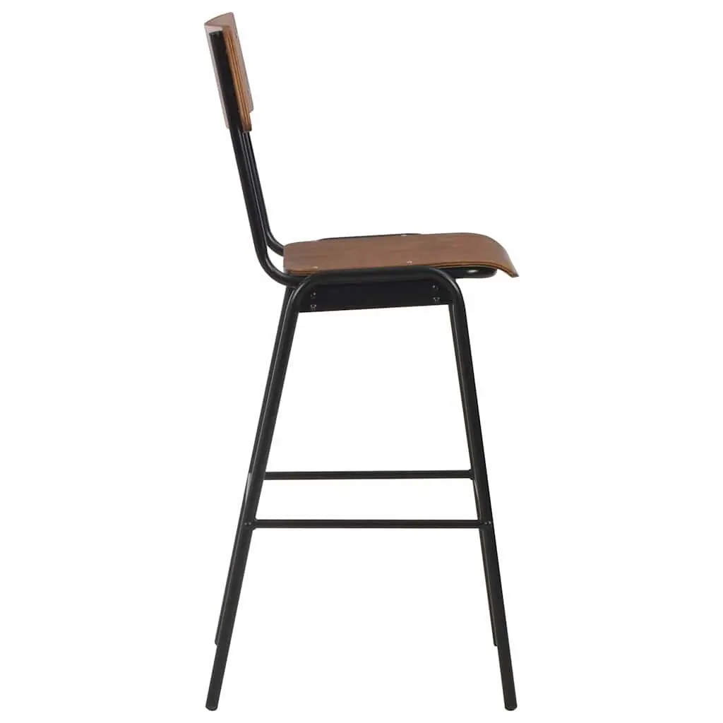 4 Piece Black Bar Chair Set Kitchen Dining Stool Stackable Plywood Steel Legs