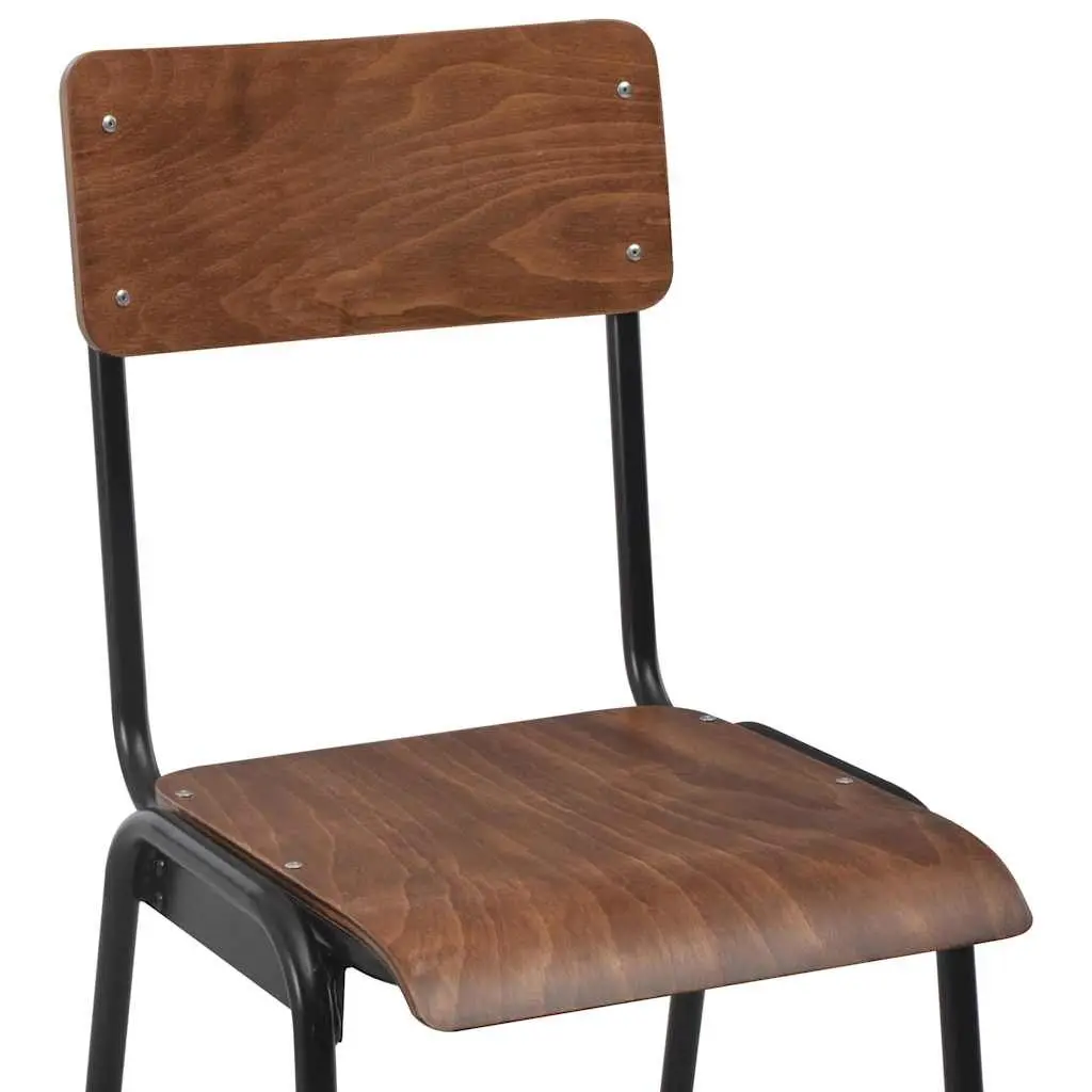 4 Piece Black Bar Chair Set Kitchen Dining Stool Stackable Plywood Steel Legs