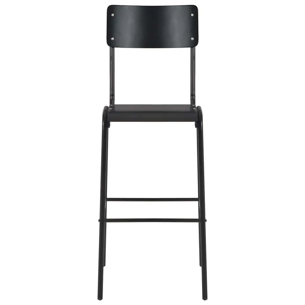 Bar Stools Steel Legs Black Stackable 4 Piece Dining Kitchen Chairs