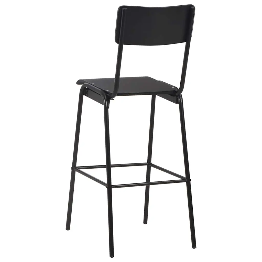 Bar Stools Steel Legs Black Stackable 4 Piece Dining Kitchen Chairs