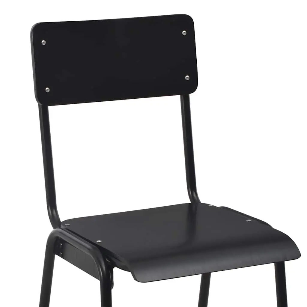 Bar Stools Steel Legs Black Stackable 4 Piece Dining Kitchen Chairs