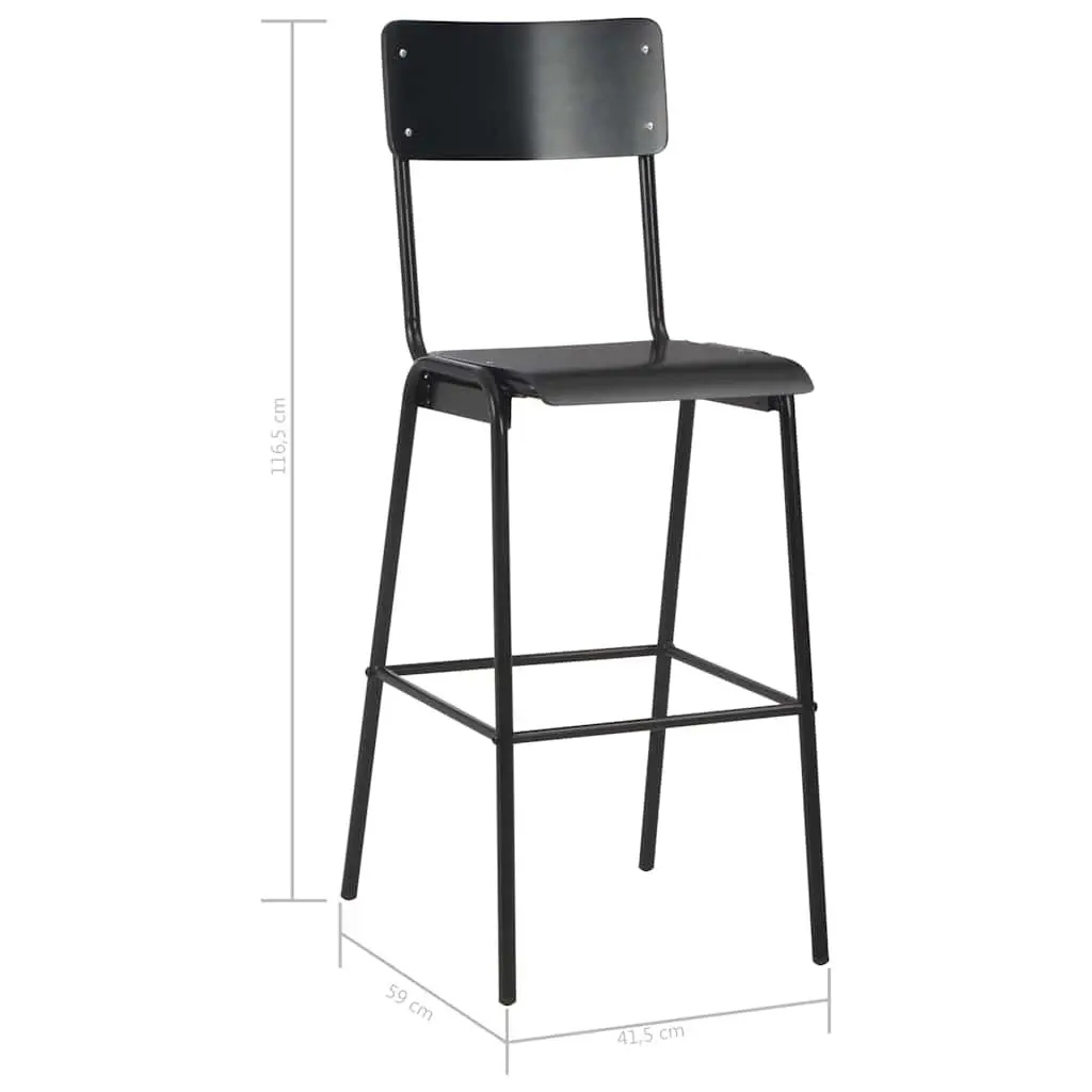 Bar Stools Solid Plywood Black Stackable Dining Chair Kitchen Counter Height 6 Piece