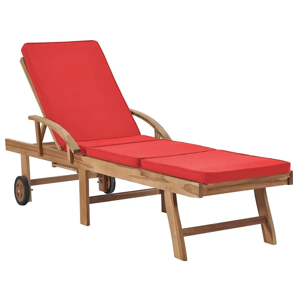Sun Loungers Set with Cushions and Wheels