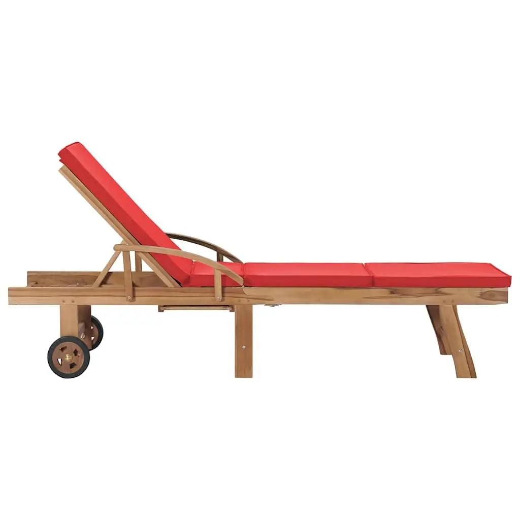 Sun Loungers Set with Cushions and Wheels