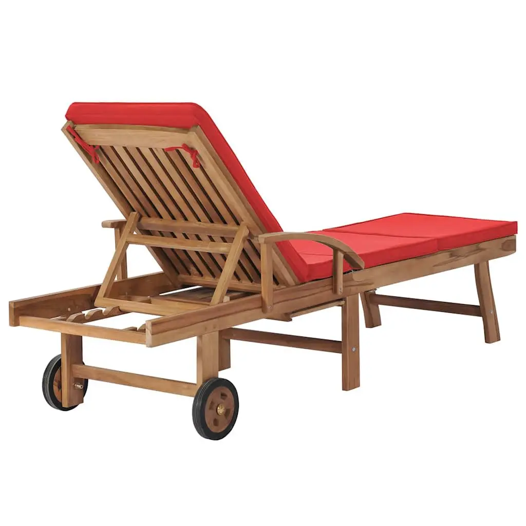 Sun Loungers Set with Cushions and Wheels
