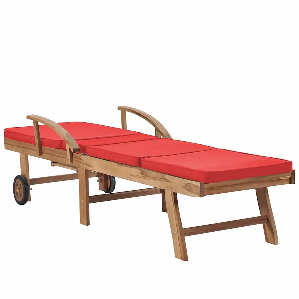 Sun Loungers Set with Cushions and Wheels