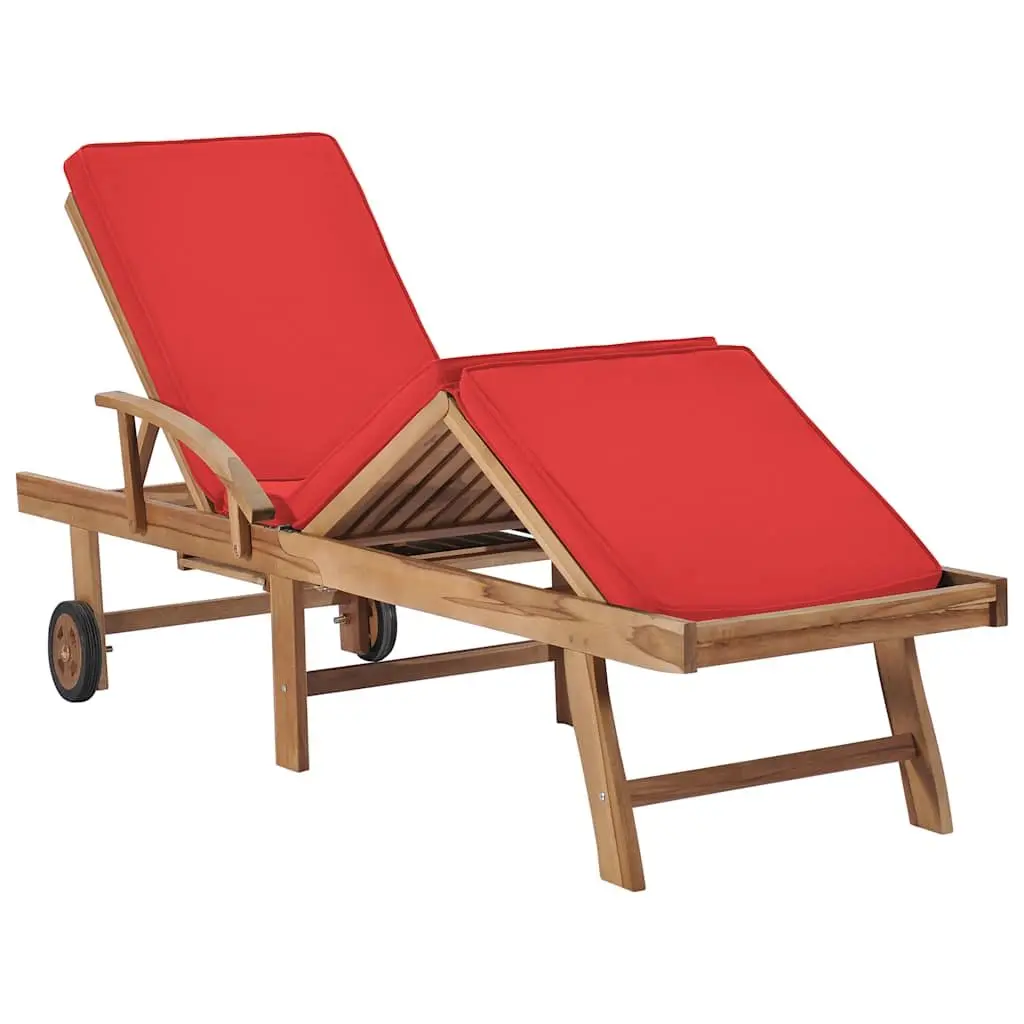 Sun Loungers Set with Cushions and Wheels