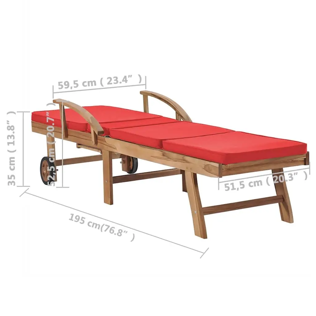 Sun Loungers Set with Cushions and Wheels